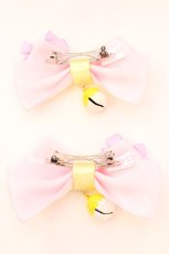 画像3: LOTUS ribbon / ツインリボンバレッタ  ピンク×イエロー ひよこ O-26-09-04-1014-LO-AC-IG-OS (3)