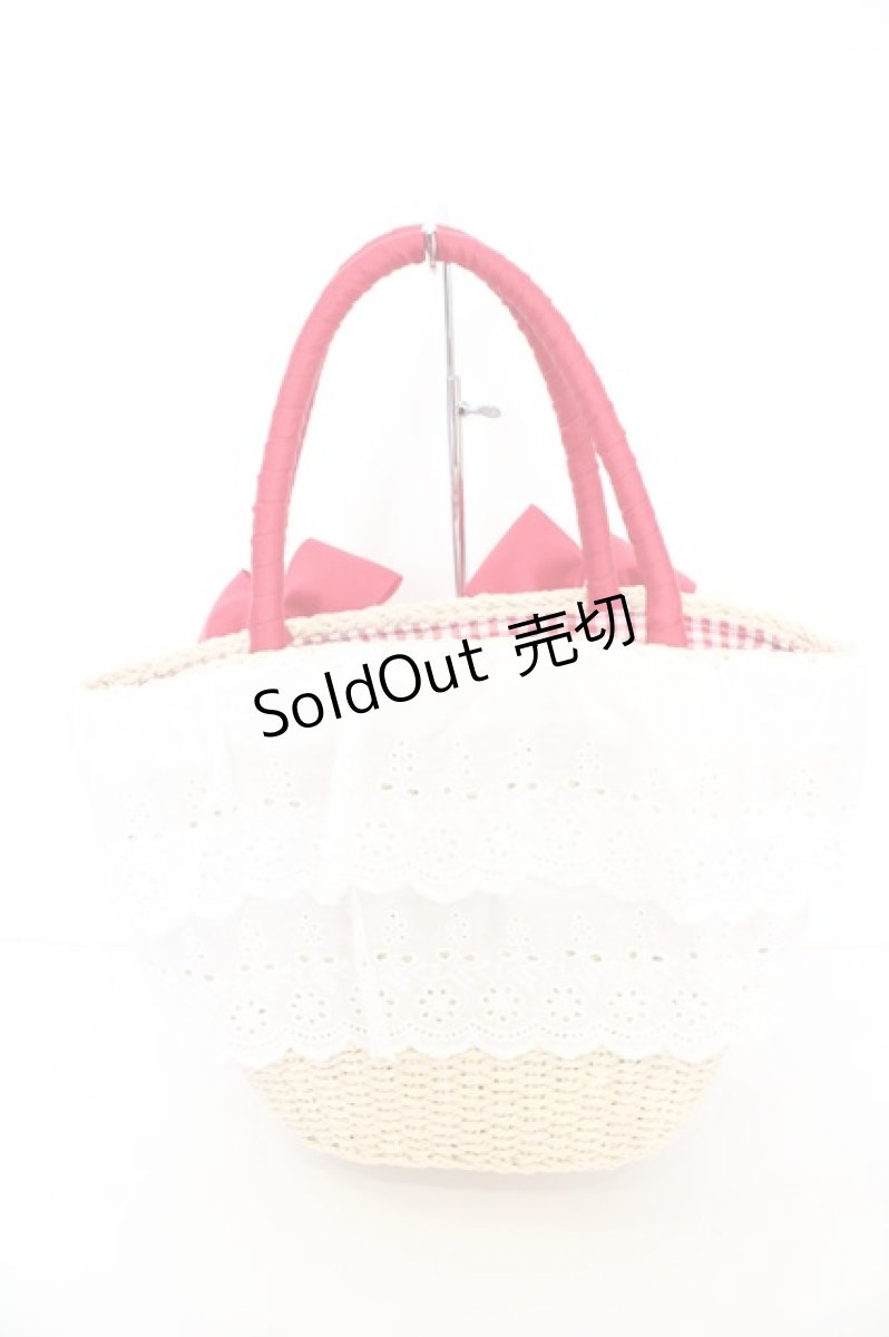 画像2: axes femme kawaii / いちごあみぐるみ付カゴバッグ 23×20×13cm ナチュラル×アカ O-26-09-04-1021-AX-BG-IG-ZT793 (2)