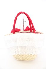 画像2: axes femme kawaii / いちごあみぐるみ付カゴバッグ 23×20×13cm ナチュラル×アカ O-26-09-04-1021-AX-BG-IG-OS (2)