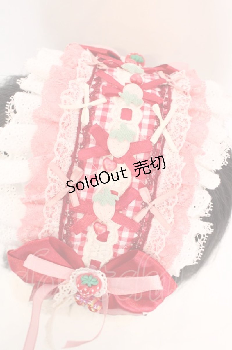 画像2: fancy doll / いちごギンガムチェックヘッドドレス  アカ O-26-09-04-1003-LO-AC-IG-OS (2)