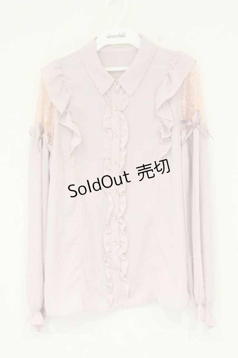画像1: axes femme POETIQUE / 肩レースデザインブラウス M ピンク O-26-09-04-062-AX-BL-OW-OS (1)