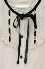 画像2: axes femme POETIQUE / ベロア配色ブラウス M グレー O-26-09-04-065-AX-BL-OW-OS (2)