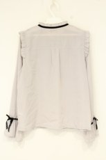 画像3: axes femme POETIQUE / ベロア配色ブラウス M グレー O-26-09-04-065-AX-BL-OW-OS (3)