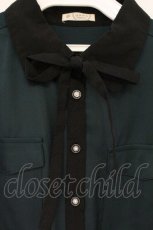 画像2: axes femme / バイカラー襟シャツワンピース M グリーン×クロ O-26-09-04-075-AX-OP-OW-OS (2)