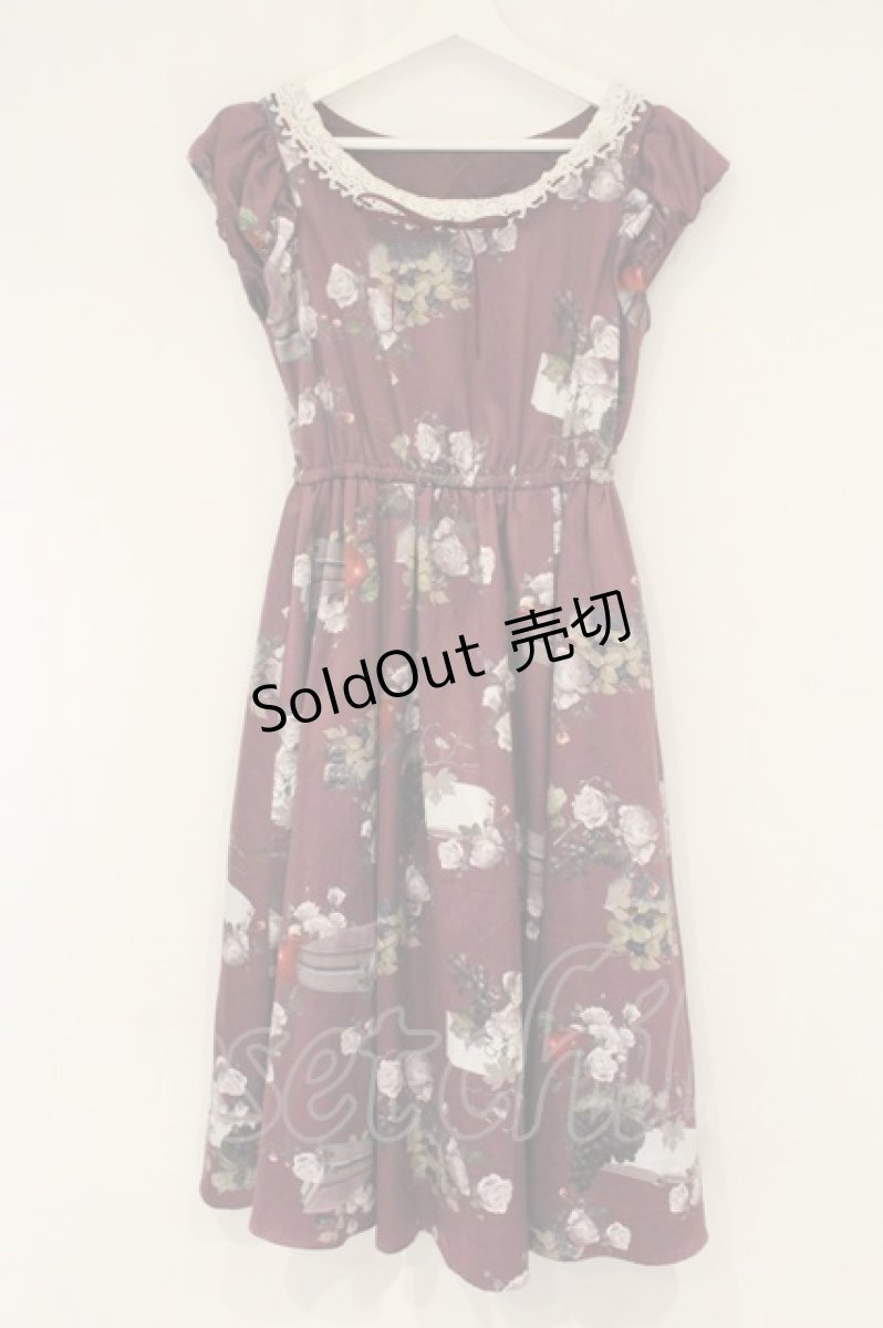 画像1: axes femme POETIQUE / ベルオトンヌ柄ワンピース M ワイン O-26-09-04-010-AX-OP-OW-OS (1)