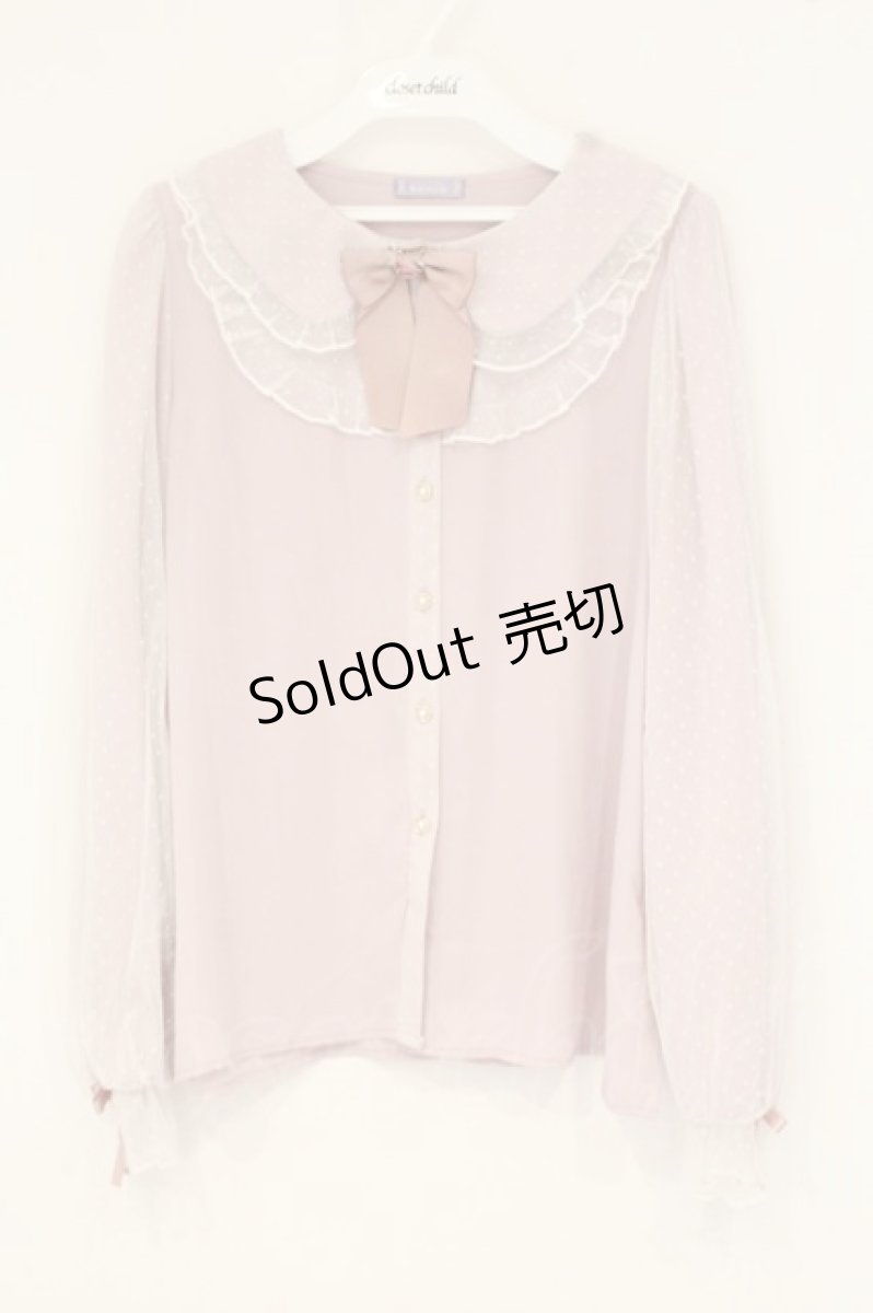画像1: axes femme kawaii / ドットチュールローズブラウス M ピンク O-26-09-04-093-AX-BL-OW-OS (1)
