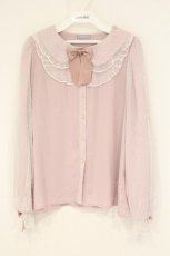 画像1: axes femme kawaii / ドットチュールローズブラウス M ピンク O-26-09-04-093-AX-BL-OW-OS (1)
