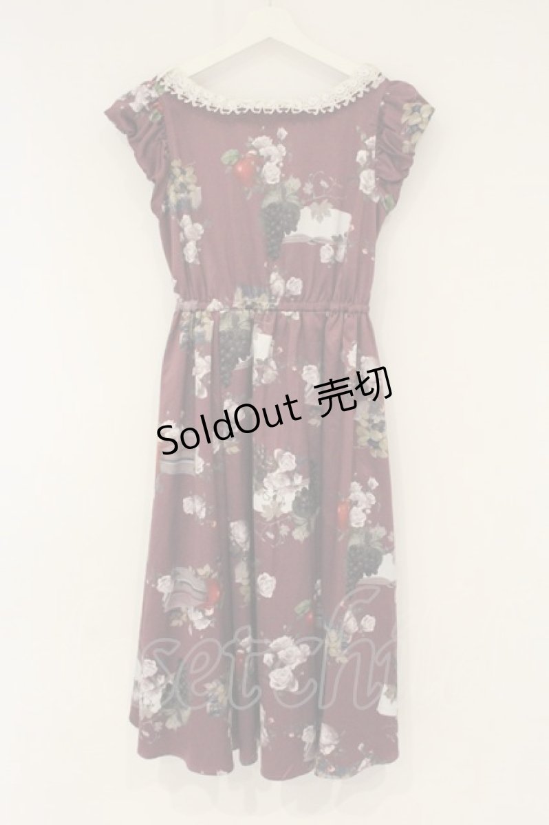 画像3: axes femme POETIQUE / ベルオトンヌ柄ワンピース M ワイン O-26-09-04-010-AX-OP-OW-OS (3)