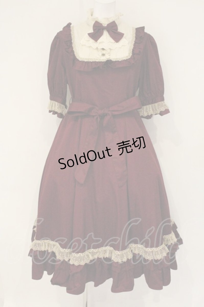 画像1: Victorian maiden / Jewelryクラシカルドールハーフスリーブロングドレス  ワイン O-26-09-04-096-CL-OP-IG-OS (1)