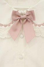 画像2: Chalmiere / 袖レースアップブラウス  シロ×ピンク O-26-09-04-100-AX-BL-IG-OS (2)