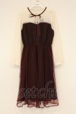 画像1: axes femme POETIQUE / チュールデザインワンピース M ワイン O-26-09-04-014-AX-OP-OW-OS (1)