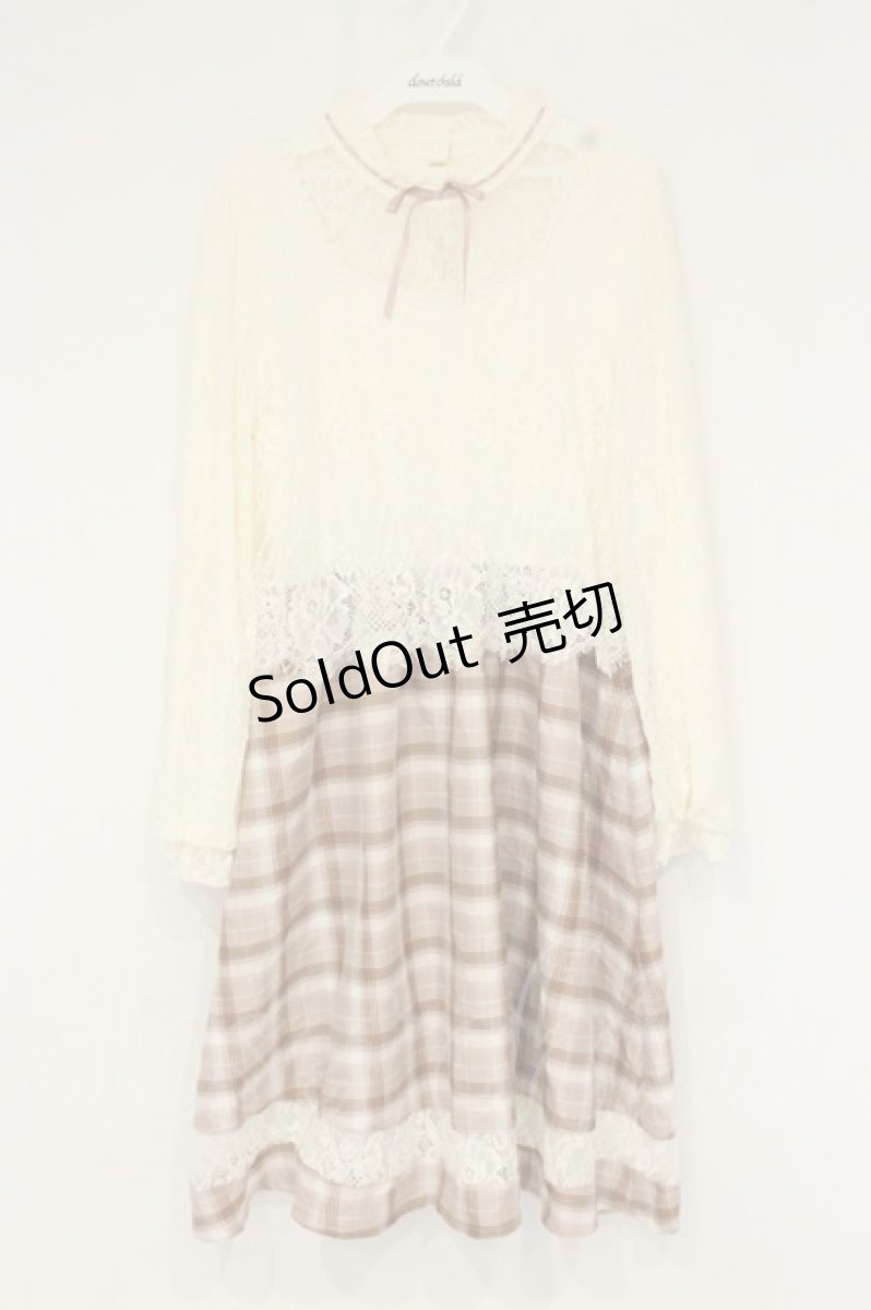 画像1: axes femme POETIQUE / レースチェック柄ワンピース M ピンク O-26-09-04-017-AX-OP-OW-OS (1)