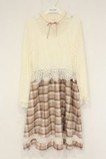 画像1: axes femme POETIQUE / レースチェック柄ワンピース M ピンク O-26-09-04-017-AX-OP-OW-OS (1)