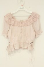画像1: axes femme POETIQUE / コットンレース襟半袖トップス M ピンク O-26-09-04-026-AX-TO-OW-OS (1)