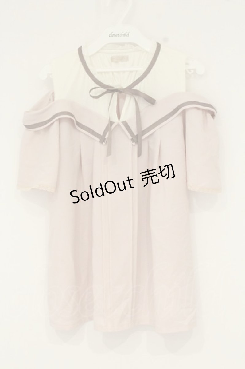画像1: axes femme POETIQUE / 襟デザインオフショルトップス M ピンク O-26-09-04-027-AX-TO-OW-OS (1)