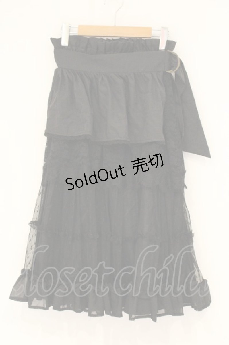 画像1: axes femme POETIQUE / ペプラムレースチュールスカート M クロ O-26-09-04-030-AX-SK-OW-OS (1)