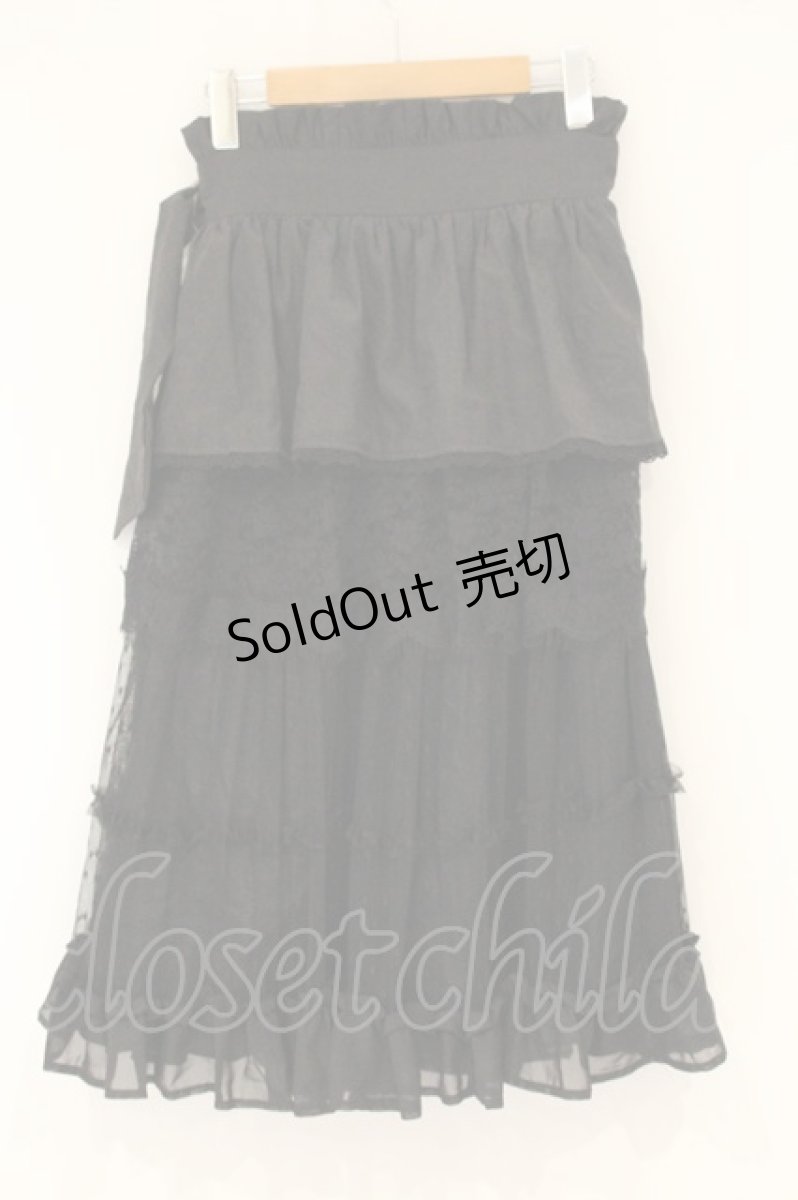 画像3: axes femme POETIQUE / ペプラムレースチュールスカート M クロ O-26-09-04-030-AX-SK-OW-OS (3)