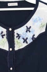 画像2: axes femme / あじさい刺繍カーディガン M ネイビー O-26-09-05-033-AX-TO-IG-OS (2)