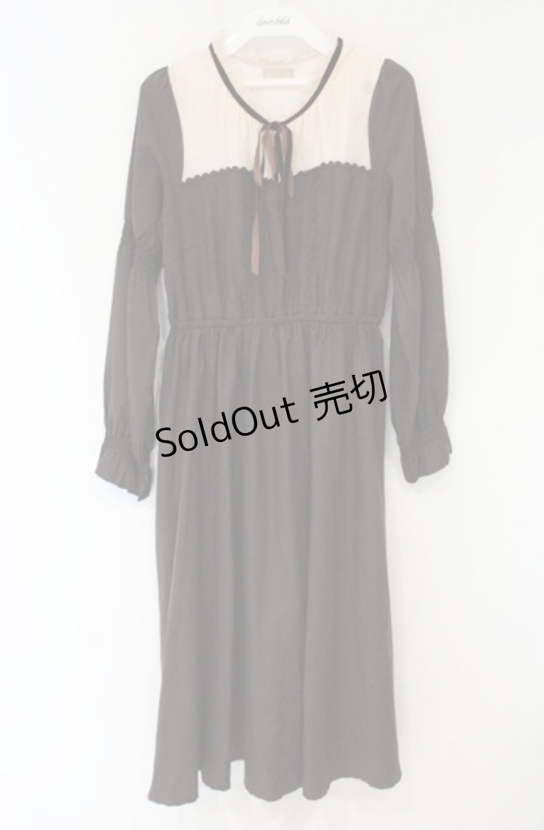 画像1: axes femme POETIQUE / 多屋来夢コラボ ボリューム袖ロングワンピース M ブラウン O-26-09-05-038-AX-OP-IG-OS (1)