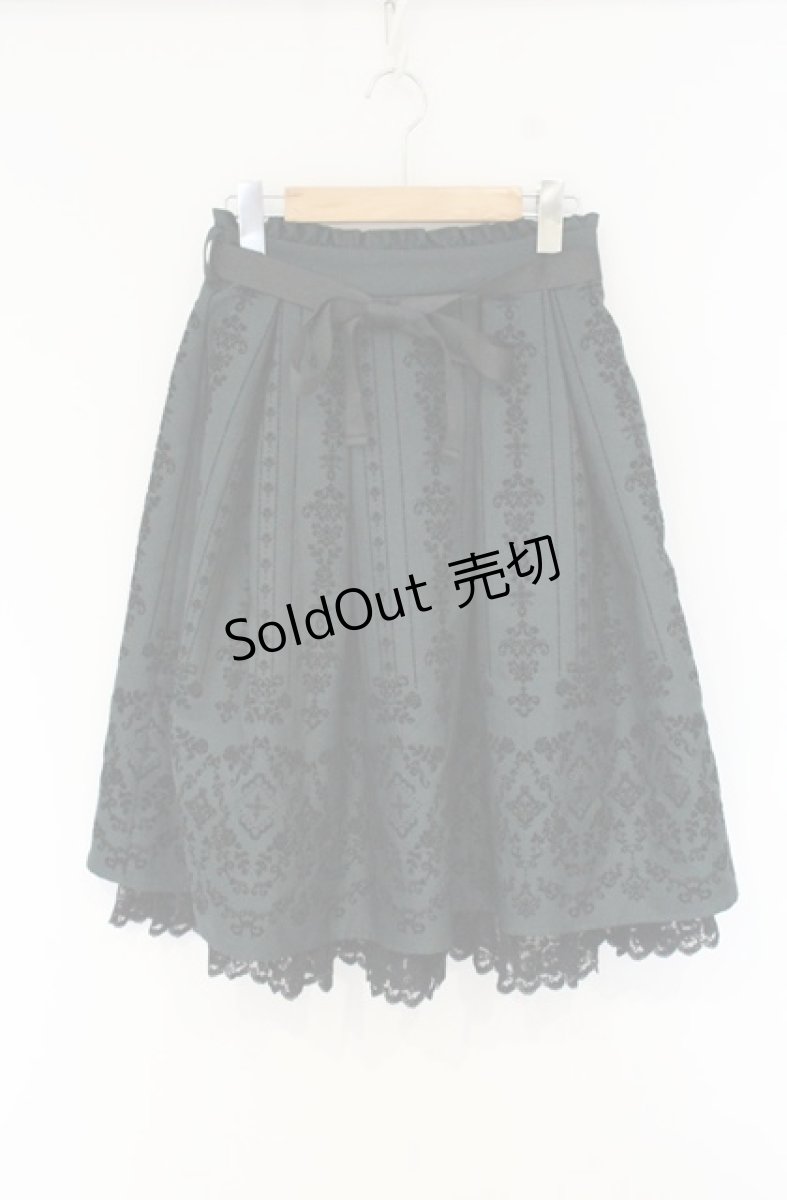 画像1: axes femme / 花フロッキープリントスカート  グリーン O-26-09-05-040-AX-SK-IG-OS (1)