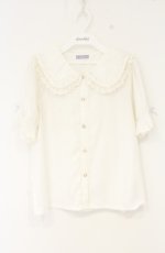 画像1: axes femme kawaii / はしごレース半袖ブラウス M シロ×ラベンダー O-26-09-05-006-AX-BL-IG-OS (1)