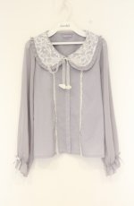 画像1: axes femme kawaii / パピヨンブラウス M ブルー O-26-09-05-067-AX-BL-IG-OS (1)