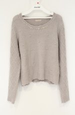 画像1: axes femme POETIQUE / ネックパールニット M グレー O-26-09-05-073-AX-TO-IG-OS (1)