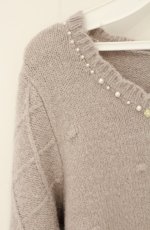 画像2: axes femme POETIQUE / ネックパールニット M グレー O-26-09-05-073-AX-TO-IG-OS (2)