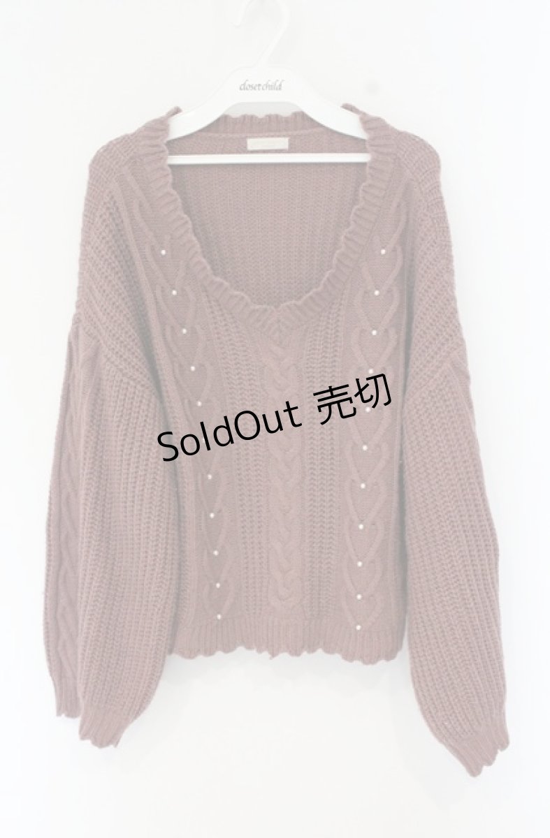 画像1: axes femme POETIQUE / パール配色ニット  濃ピンク O-26-09-05-095-AX-TO-IG-OS (1)
