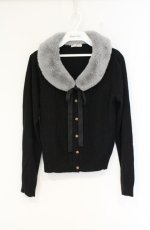 画像1: axes femme / ファーティペット付きカーディガン M クロ O-26-09-05-097-AX-TO-IG-OS (1)