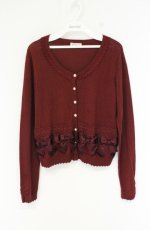 画像1: axes femme / サテンリボンニットカーディガン M ワイン O-26-09-05-101-AX-TO-IG-OS (1)