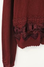 画像2: axes femme / サテンリボンニットカーディガン M ワイン O-26-09-05-101-AX-TO-IG-OS (2)