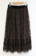 画像1: axes femme / フロッキープリントスカート M ブラウン O-26-09-05-105-AX-SK-IG-OS (1)