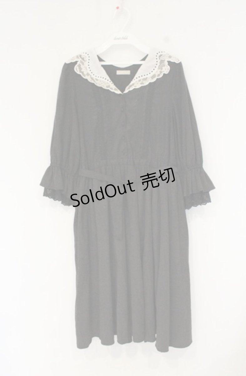 画像1: axes femme POETIQUE / ヴィンテージレース襟ワンピース M クロ O-26-09-05-107-AX-OP-IG-OS (1)
