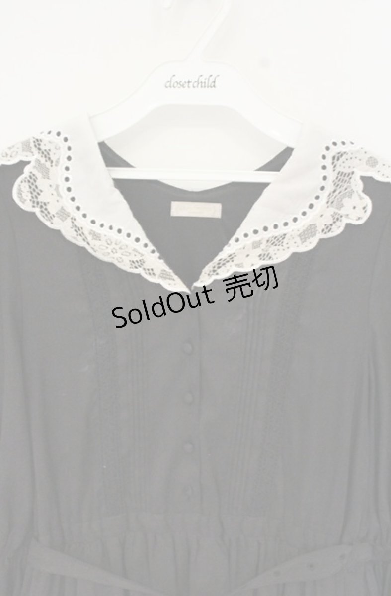 画像2: axes femme POETIQUE / ヴィンテージレース襟ワンピース M クロ O-26-09-05-107-AX-OP-IG-OS (2)