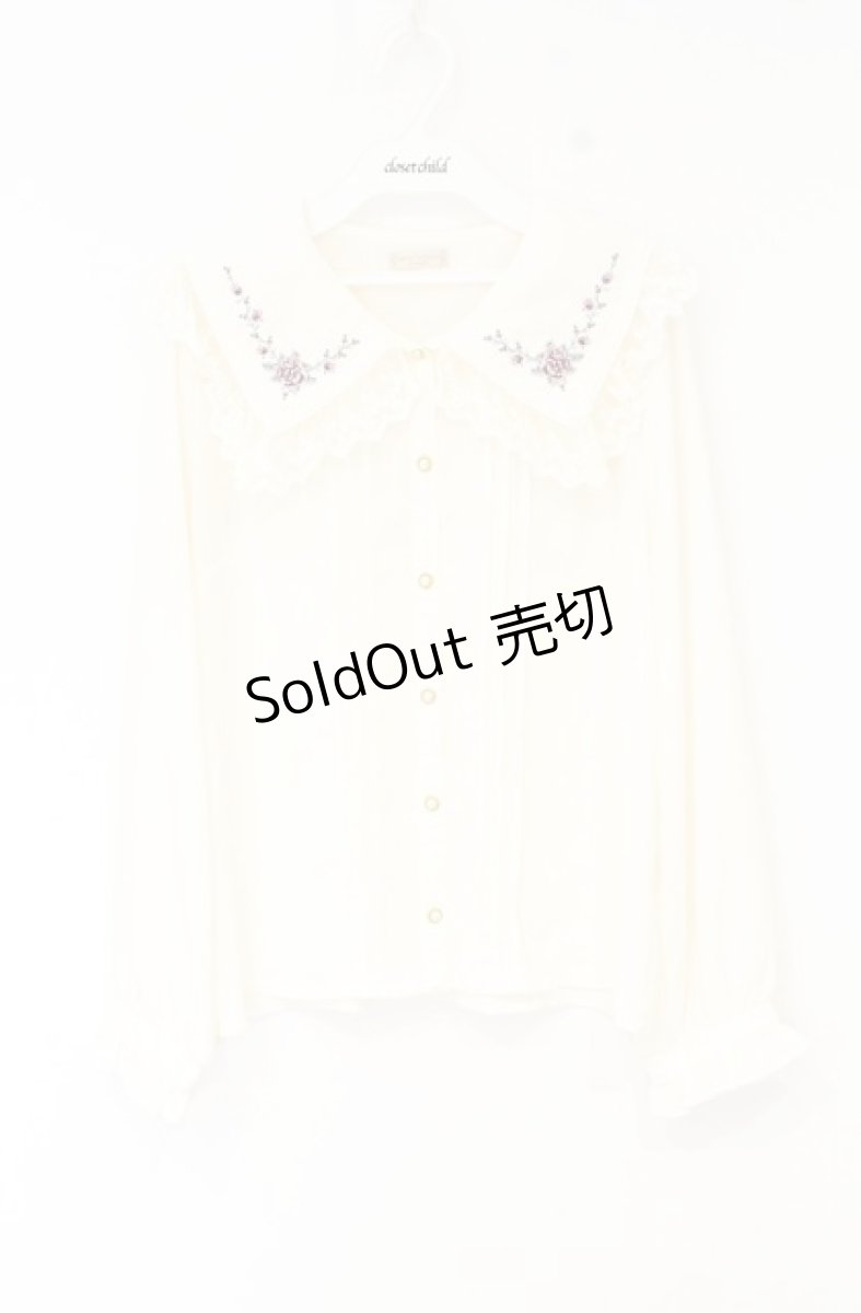 画像1: axes femme POETIQUE / フラワークロス刺繍ブラウス M 生成り O-26-09-05-014-AX-BL-IG-OS (1)