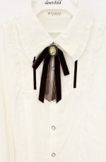 画像2: axes femme / カメオリボンブローチ付きシフォンスリーブブラウス M アイボリー O-26-09-05-031-AX-BL-IG-OS (2)