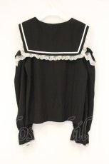 画像3: majoretty / オフショルセーラーブラウス M クロ×シロ O-26-09-07-042-LO-BL-OW-OS (3)