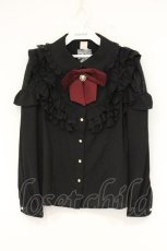 画像1: Secret Honey / ヨークフリル肩レース切り替えブラウス 2 クロ O-26-09-07-043-CA-BL-OW-OS (1)