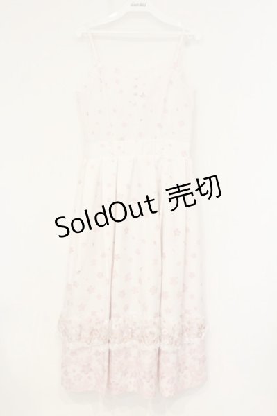 axes femme / 桜レースX桜柄キャミワンピース F シロ×ピンク O-26-09