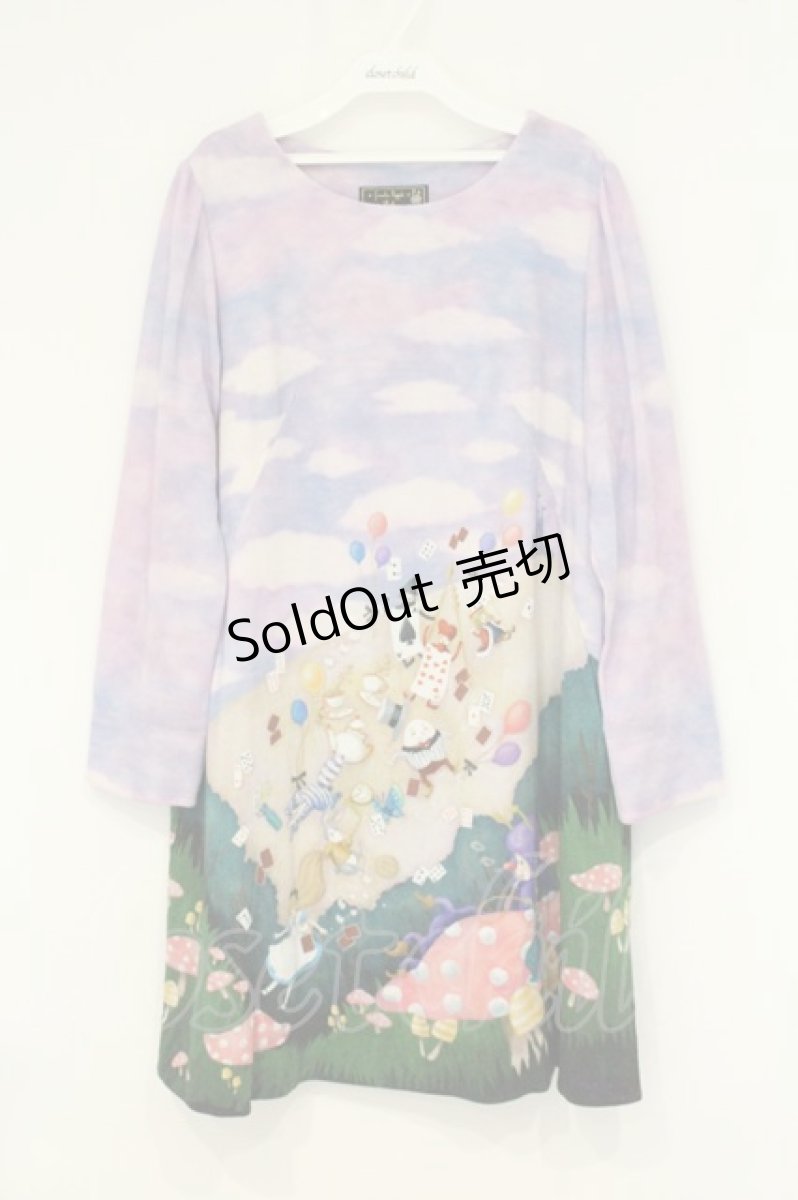 画像1: franche lippee black / アリス柄パイルワンピース FL5 パープル系 O-26-09-07-055-LO-OP-OW-OS (1)