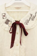画像2: Amavel / トランプ刺繍サテンブラウス  アイボリー O-26-09-07-072-CA-BL-IG-OS (2)