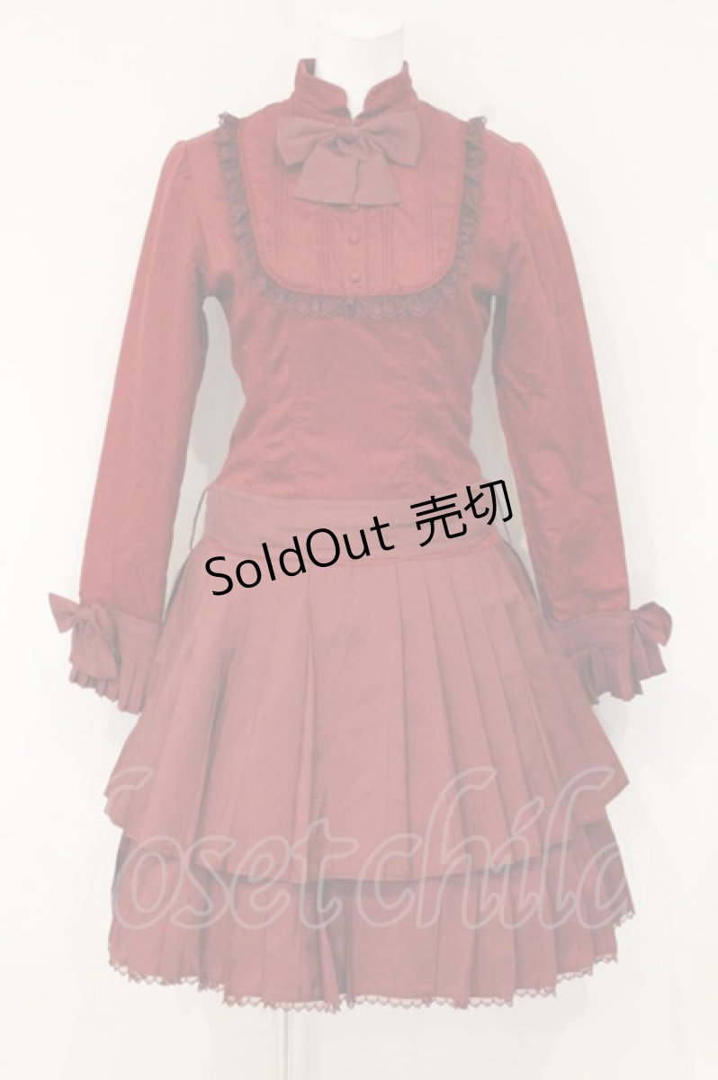 画像1: Victorian maiden / ヨークタックプリーツワンピース  ワイン O-26-09-07-078-CL-OP-IG-OS (1)