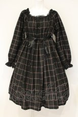 画像1: Physical Drop / シャーリングチェックワンピース  クロ O-26-09-07-080-LO-OP-OW-OS (1)