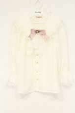 画像1: Amavel / Classique Dolly Ribbonレースジャボブラウス F アイボリー×ピンク O-26-09-07-027-CA-BL-OW-OS (1)