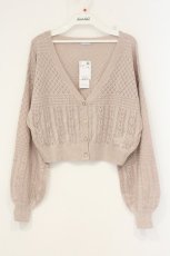 画像1: axes femme POETIQUE / 透かし編み柄ショートカーディガン M ピンク O-26-09-08-026-AX-TO-OW-OS (1)