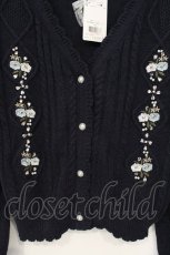 画像2: axes femme / 刺繍×ビジューニットカーデ M ネイビー O-26-09-08-028-AX-TO-OW-OS (2)