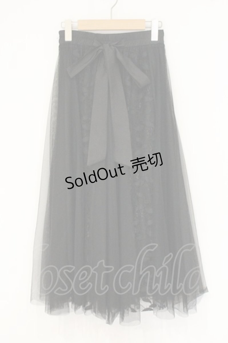 画像1: axes femme / フラワーレース×チュールスカート M クロ O-26-09-08-031-AX-SK-OW-OS (1)