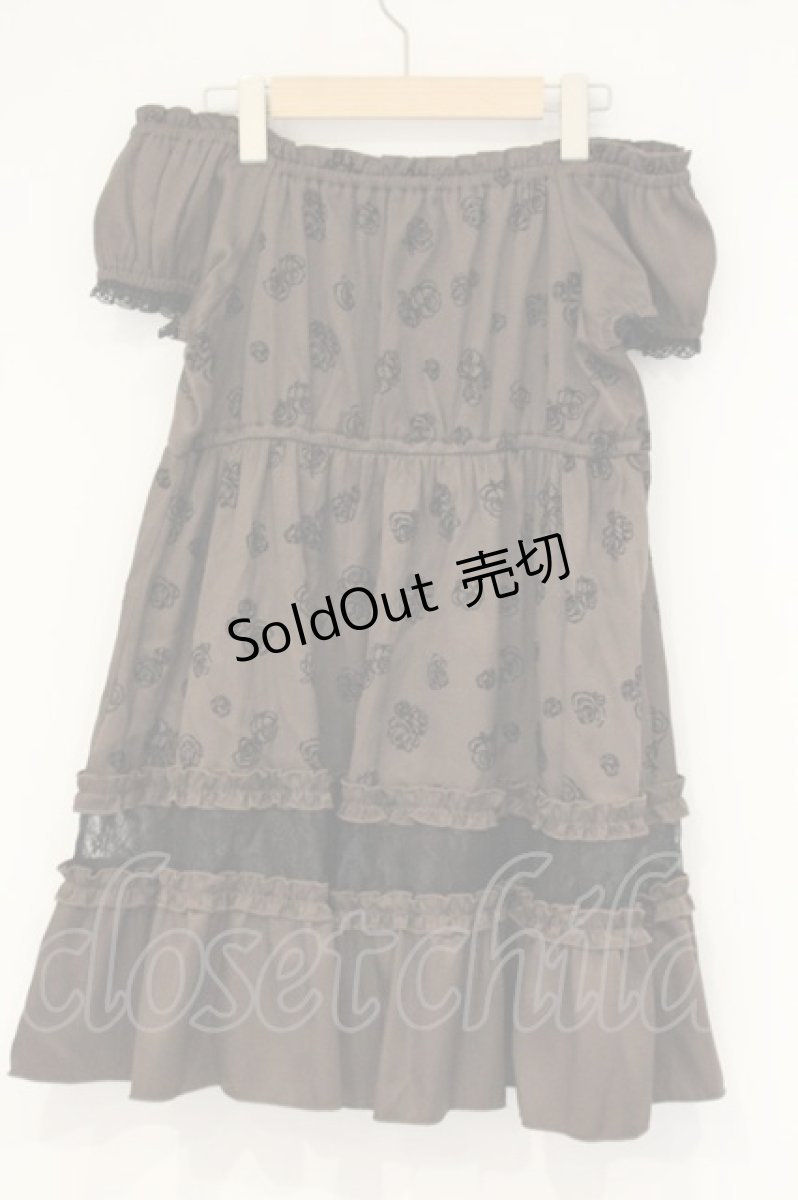 画像4: axes femme / フロッキーローズチュニック M ブラウン O-26-09-08-034-AX-TO-OW-OS (4)