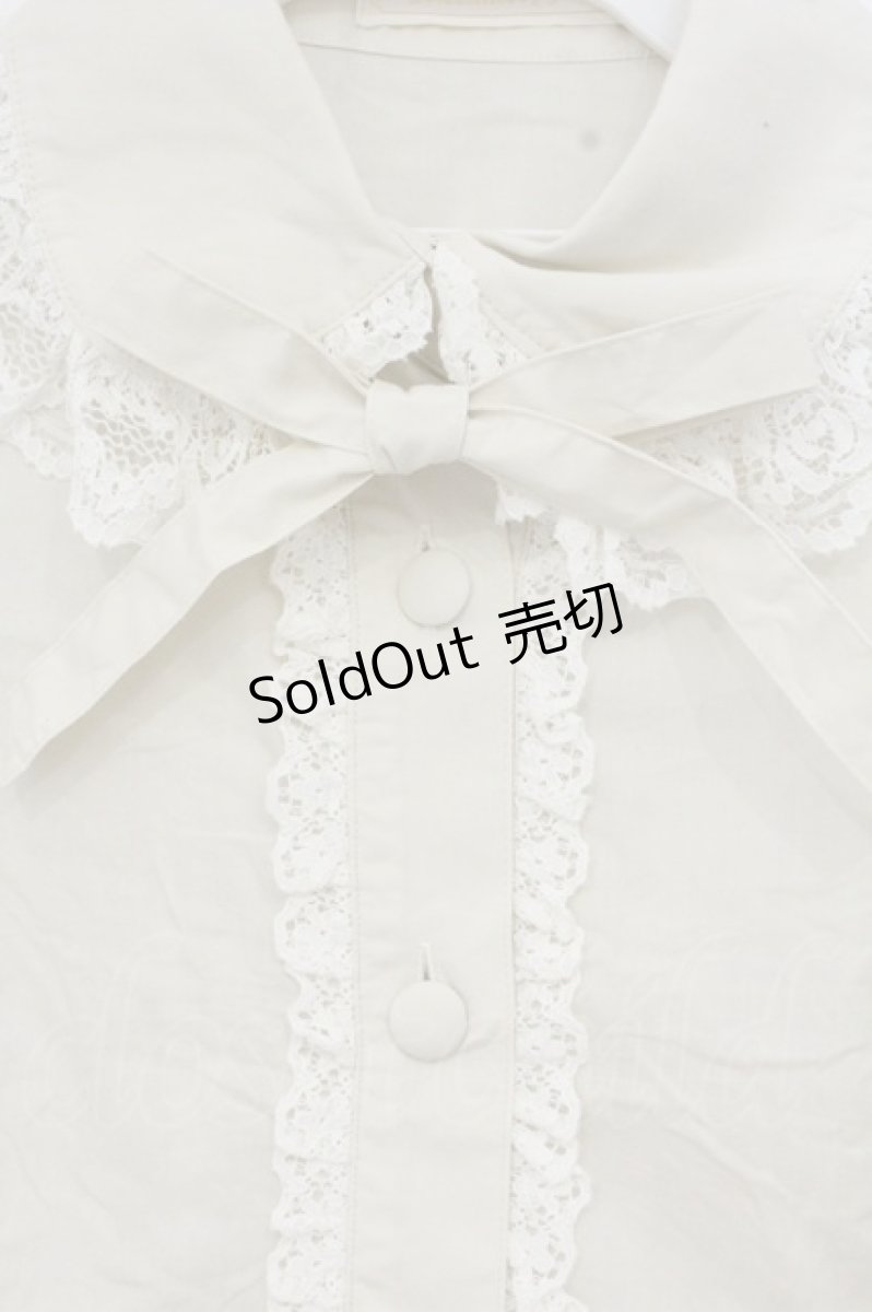 画像2: metamorphose / 綿混半袖プレーンブラウス  アイボリー O-26-09-08-048-ME-BL-IG-OS (2)